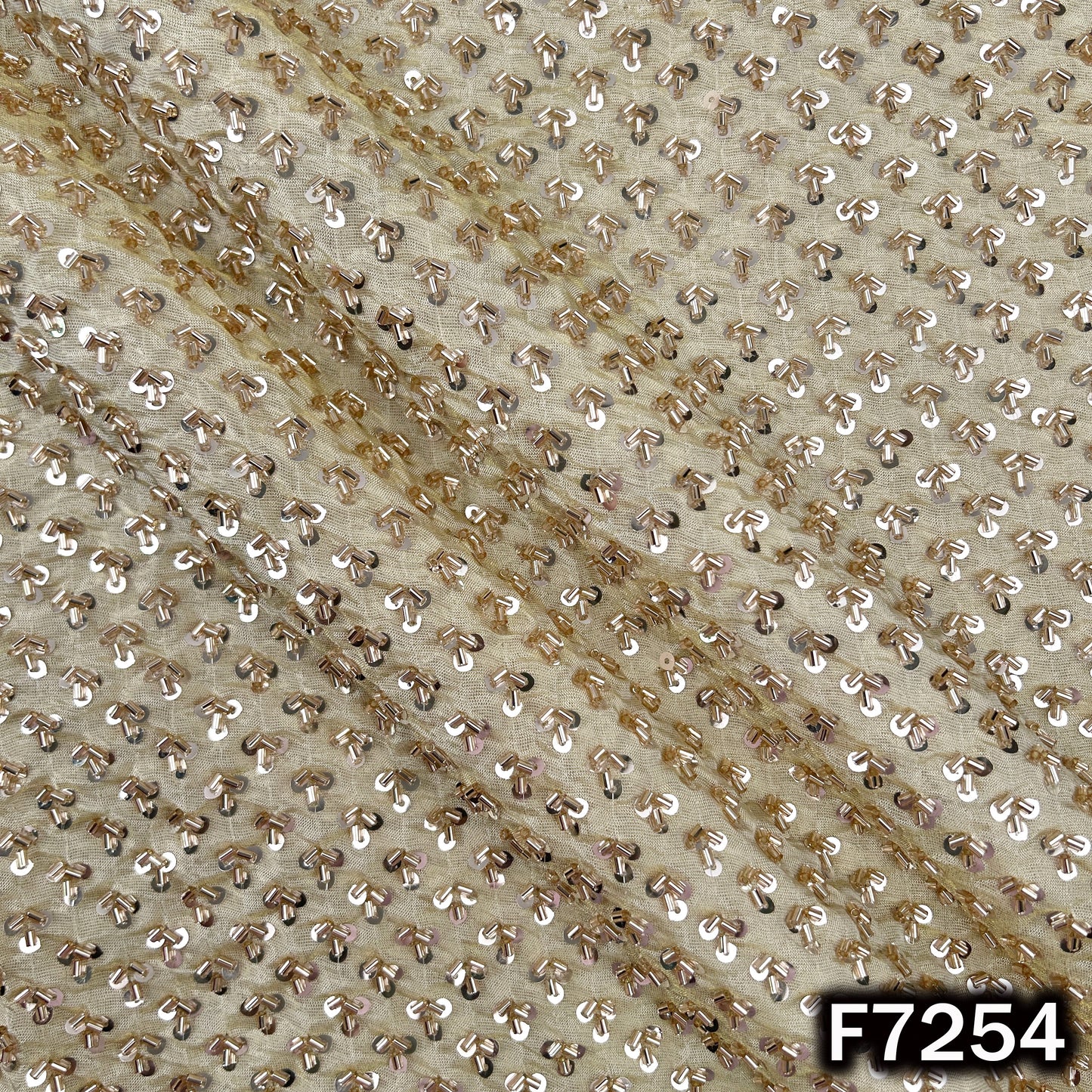Dyeable Cut Dana Sequins Embroidered Shimmer Tissue Fabric - F7254