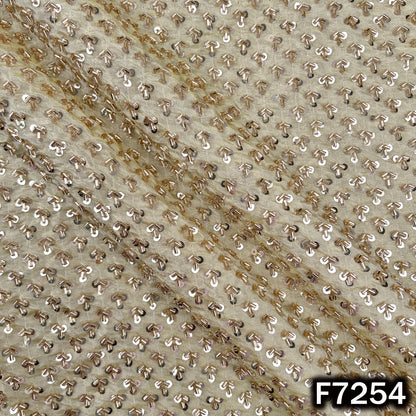 Dyeable Cut Dana Sequins Embroidered Shimmer Tissue Fabric - F7254