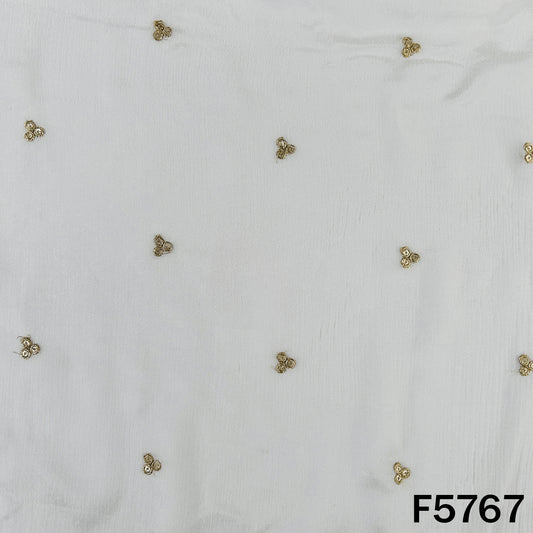 Dyeable Zari Sequins Work Chinnon Chiffon Fabric - F5767