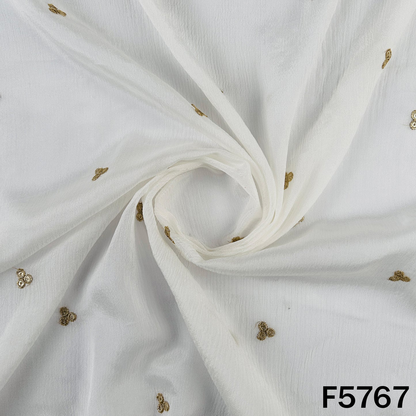 Dyeable Zari Sequins Work Chinnon Chiffon Fabric - F5767