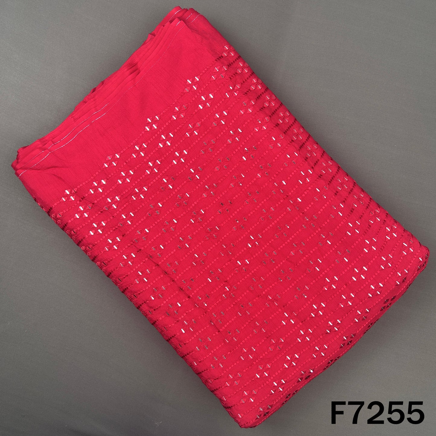 Thread Sequins Embroidered Dola Silk Fabric - F7255