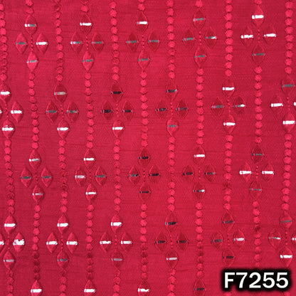 Thread Sequins Embroidered Dola Silk Fabric - F7255