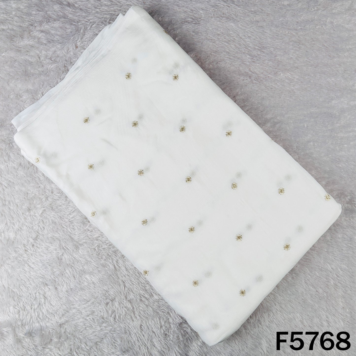 Dyeable Zari Sequins Work Chinnon Chiffon Fabric - F5768