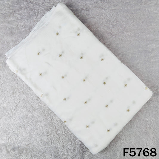 Dyeable Zari Sequins Work Chinnon Chiffon Fabric - F5768