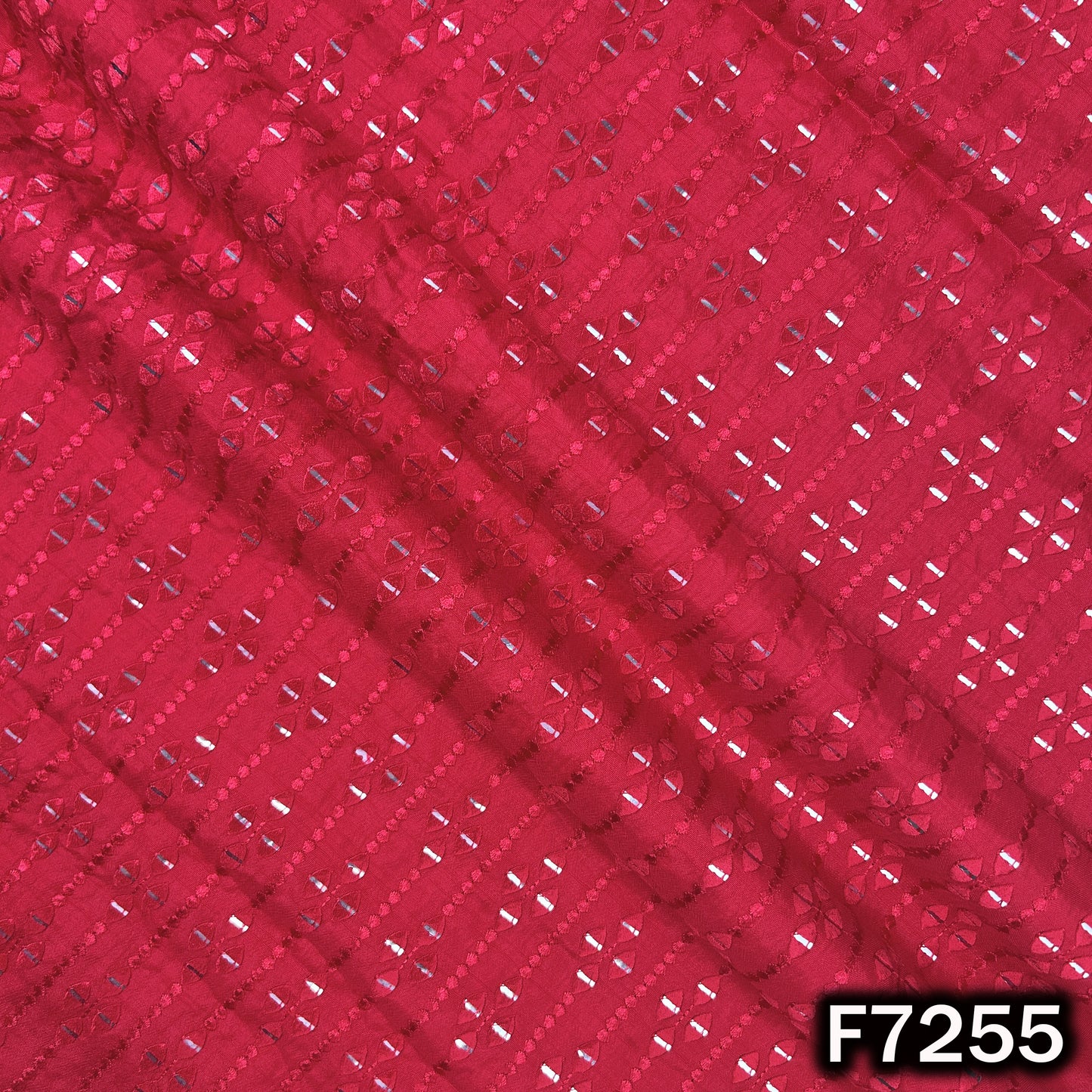 Thread Sequins Embroidered Dola Silk Fabric - F7255