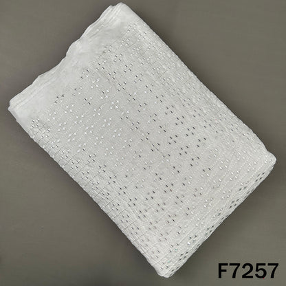 Dyeable Thread Sequins Embroidered Dola Silk Fabric - F7257
