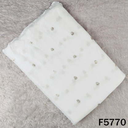 Dyeable Zari Sequins Work Chinnon Fabric - F5770