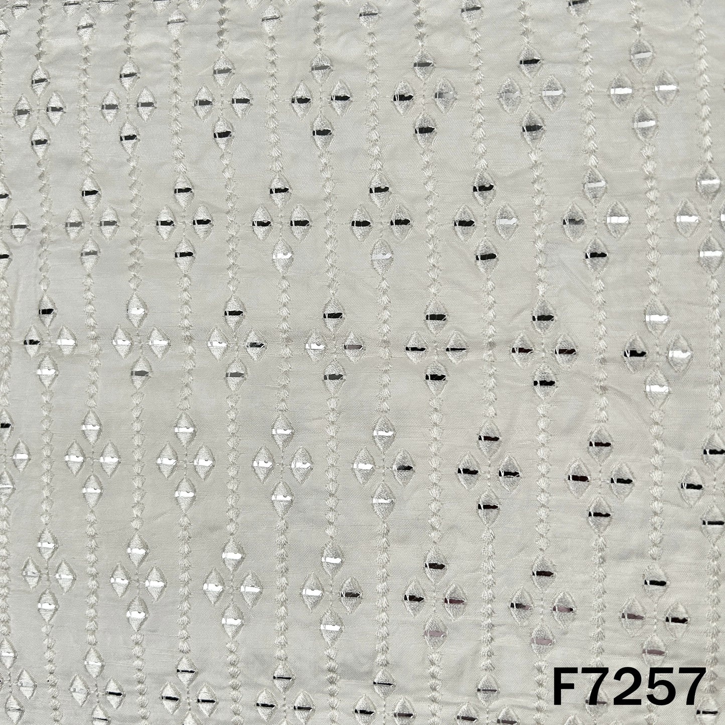 Dyeable Thread Sequins Embroidered Dola Silk Fabric - F7257