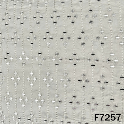 Dyeable Thread Sequins Embroidered Dola Silk Fabric - F7257
