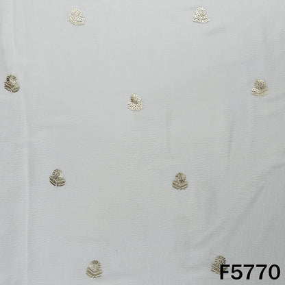 Dyeable Zari Sequins Work Chinnon Fabric - F5770