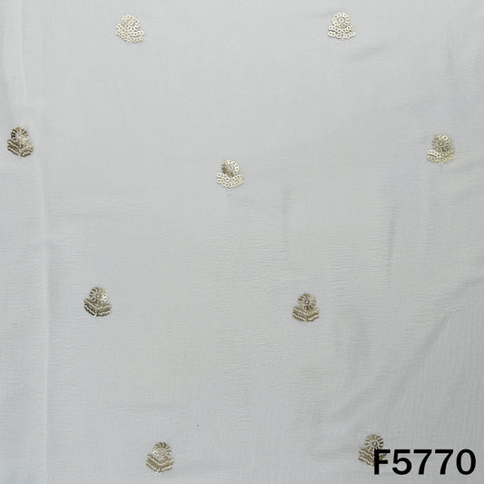 Dyeable Zari Sequins Work Chinnon Fabric - F5770