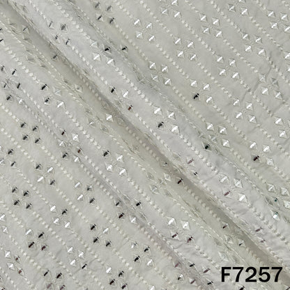 Dyeable Thread Sequins Embroidered Dola Silk Fabric - F7257
