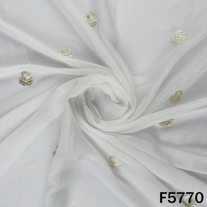 Dyeable Zari Sequins Work Chinnon Fabric - F5770