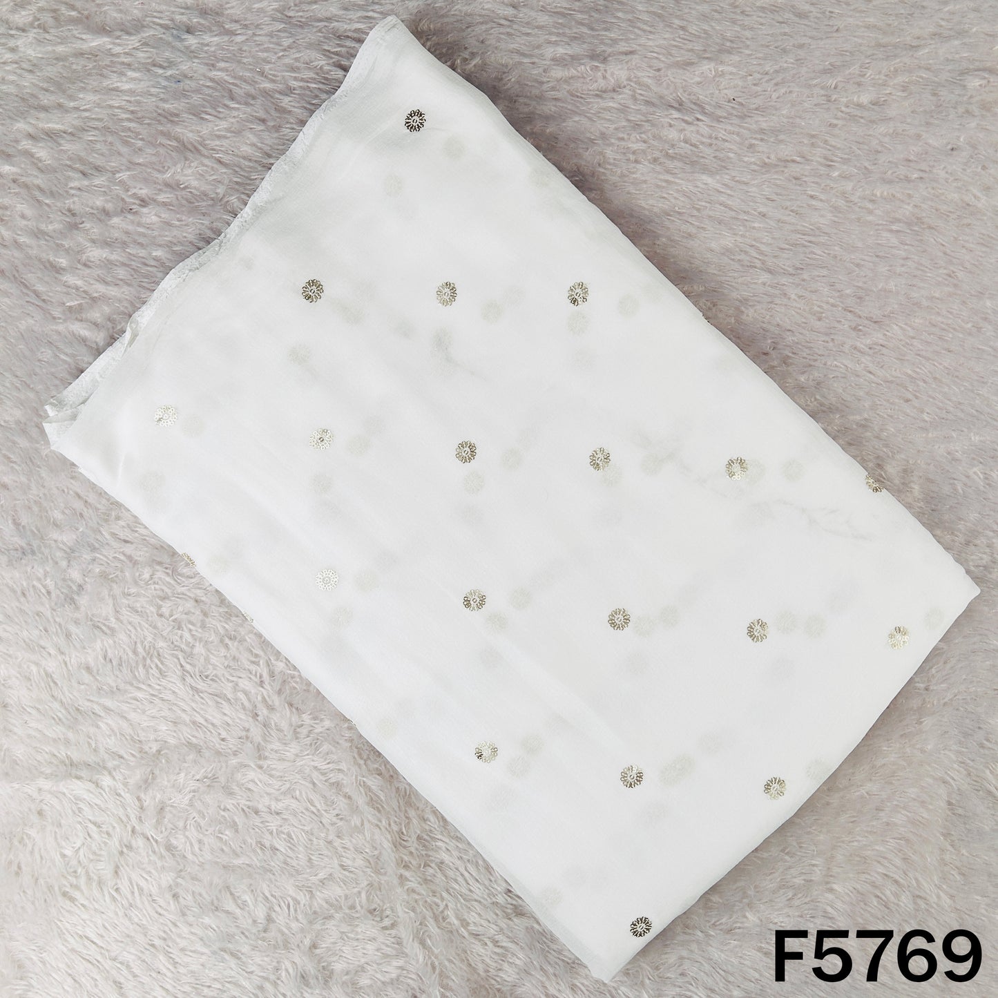 Dyeable Zari Sequins Work Chinnon Fabric - F5769