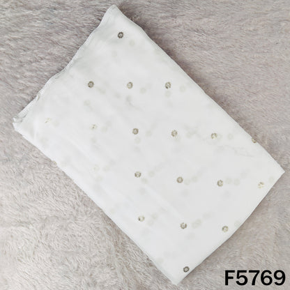 Dyeable Zari Sequins Work Chinnon Fabric - F5769