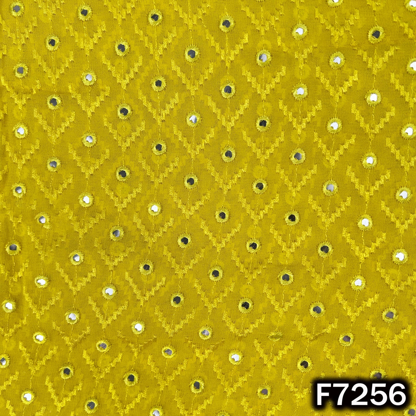 Faux Mirror Thread Embroidered Georgette Fabric - F7256