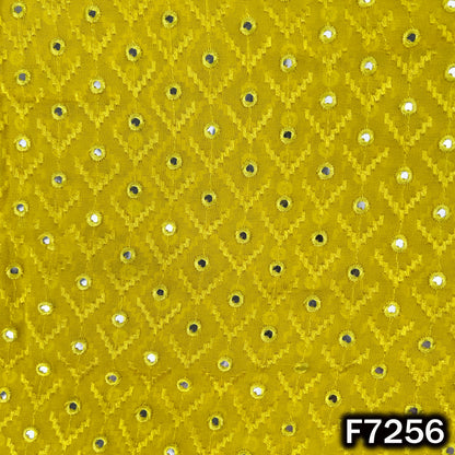 Faux Mirror Thread Embroidered Georgette Fabric - F7256