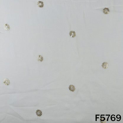 Dyeable Zari Sequins Work Chinnon Fabric - F5769