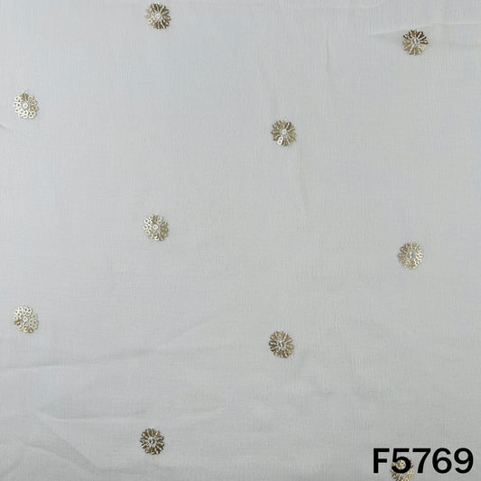 Dyeable Zari Sequins Work Chinnon Fabric - F5769