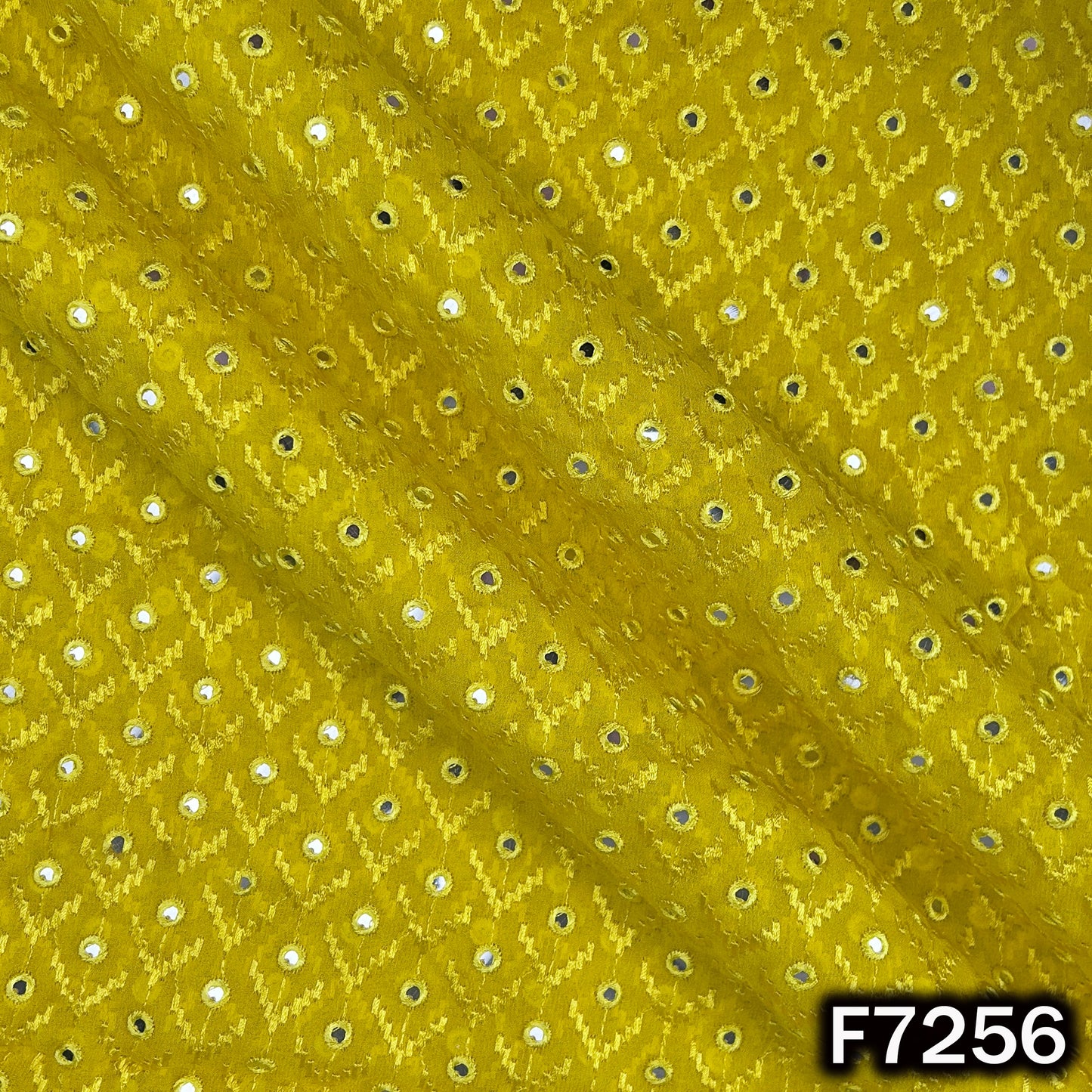 Faux Mirror Thread Embroidered Georgette Fabric - F7256