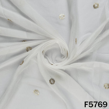 Dyeable Zari Sequins Work Chinnon Fabric - F5769
