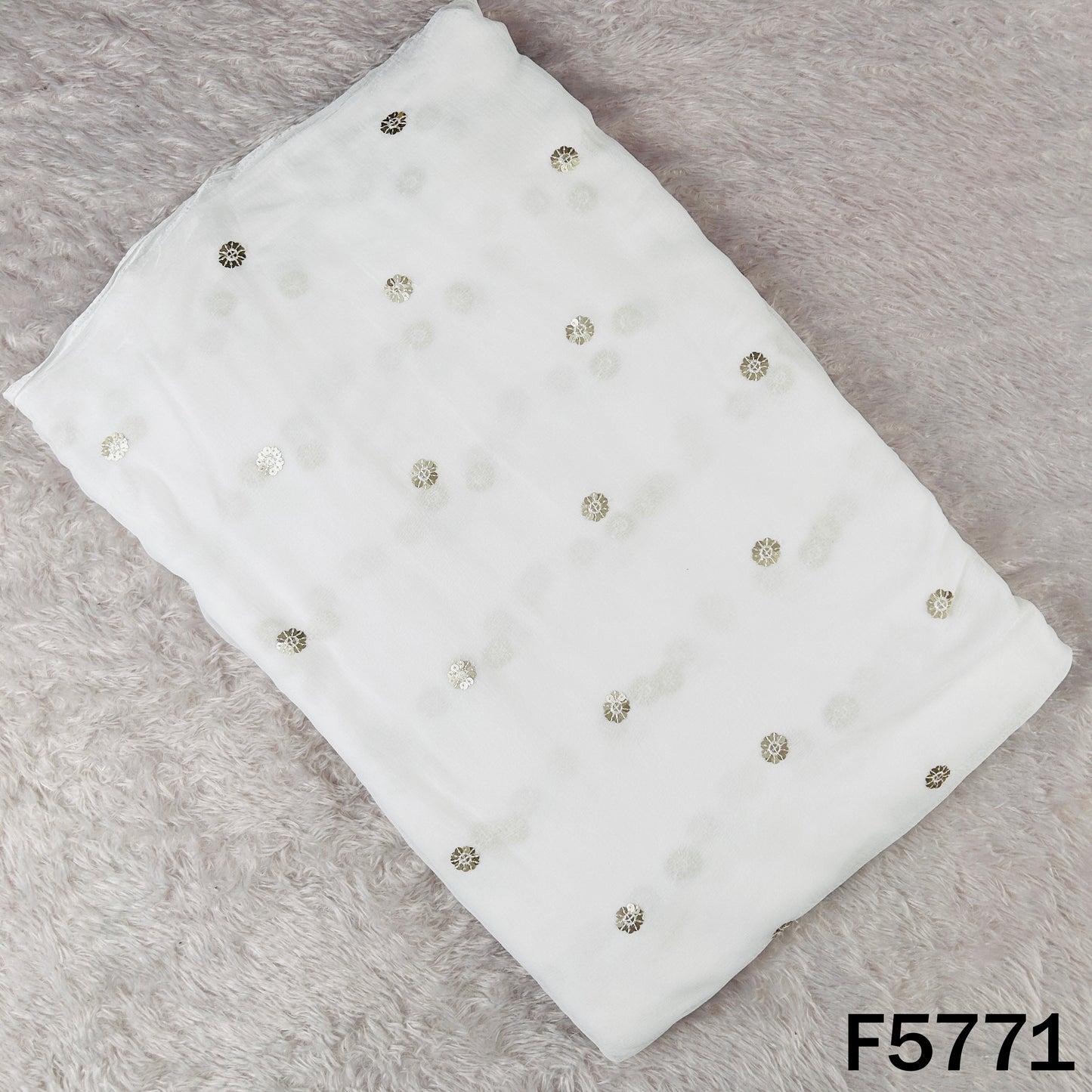 Dyeable Zari Sequins Work Chinnon Fabric - F5771