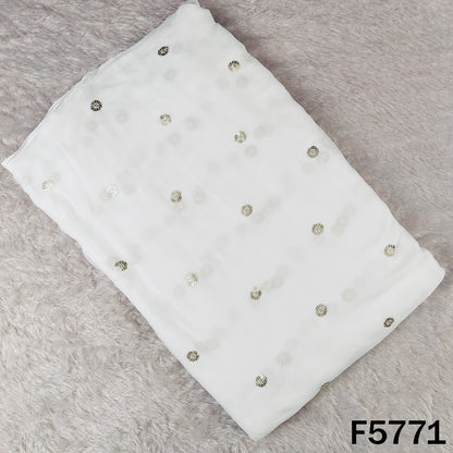 Dyeable Zari Sequins Work Chinnon Fabric - F5771