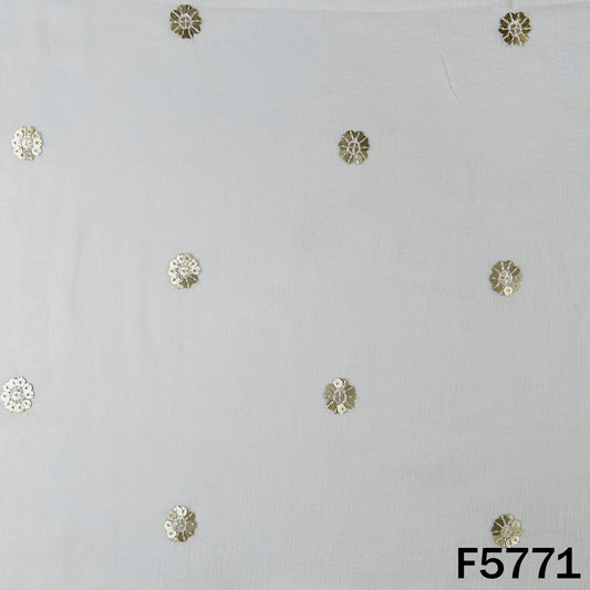 Dyeable Zari Sequins Work Chinnon Fabric - F5771
