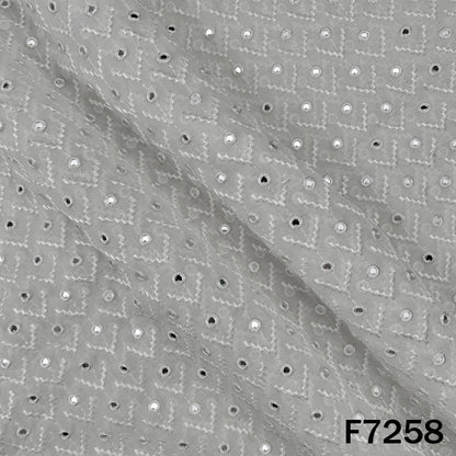 Dyeable Faux Mirror Thread Embroidered Georgette Fabric - F7258
