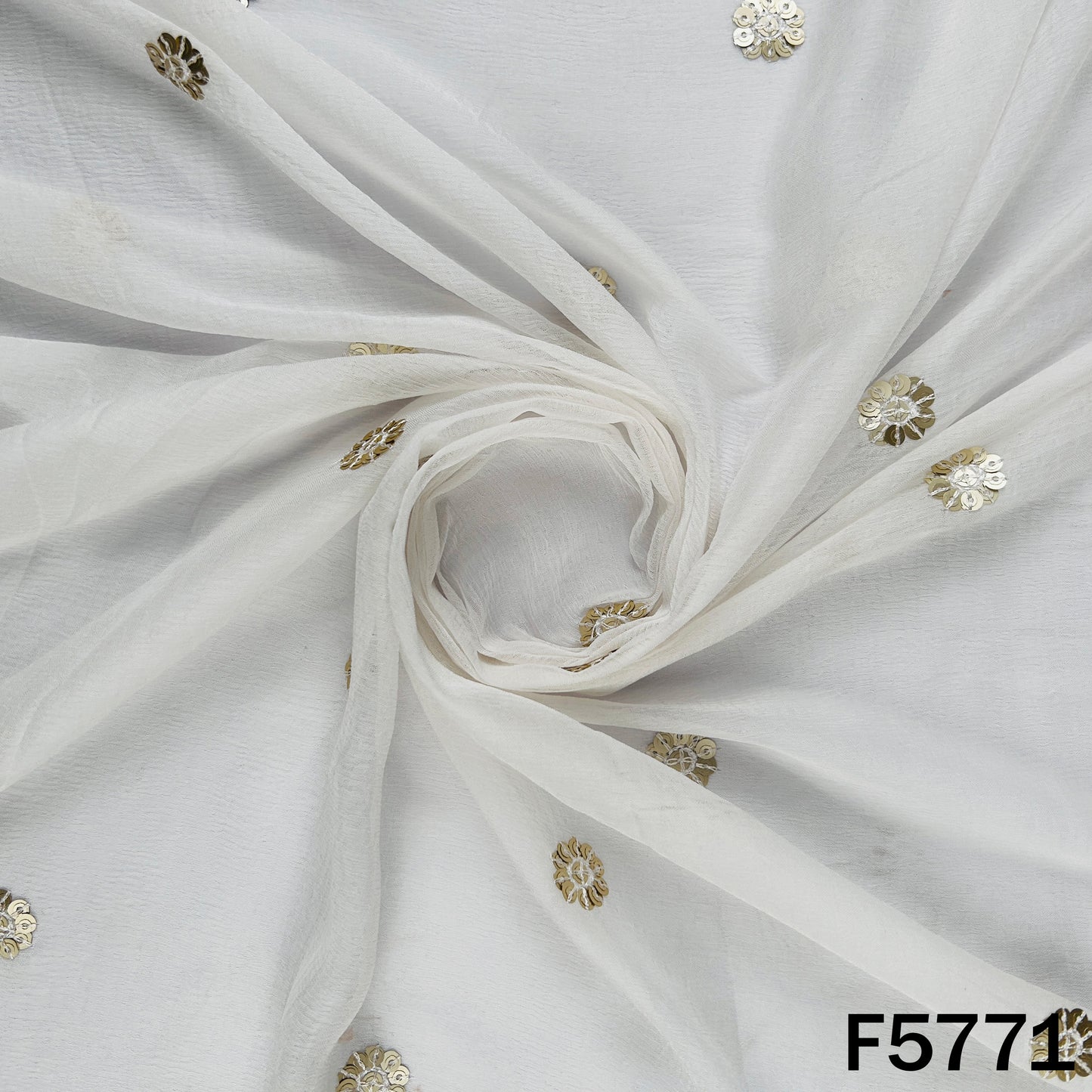 Dyeable Zari Sequins Work Chinnon Fabric - F5771