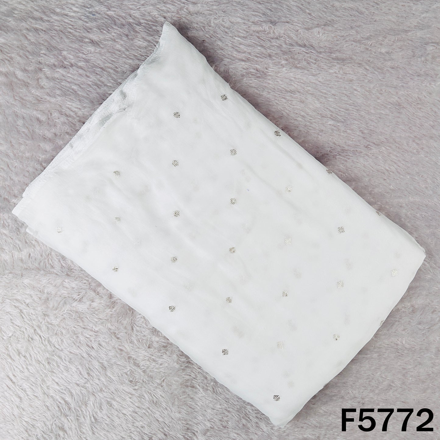Dyeable Zari Sequins Work Chinnon Fabric - F5772