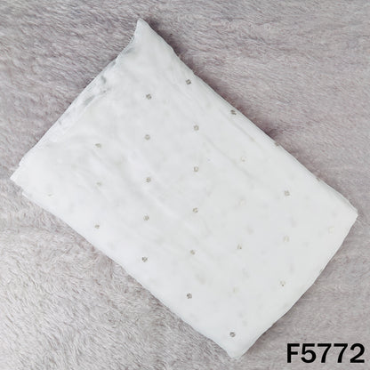 Dyeable Zari Sequins Work Chinnon Fabric - F5772
