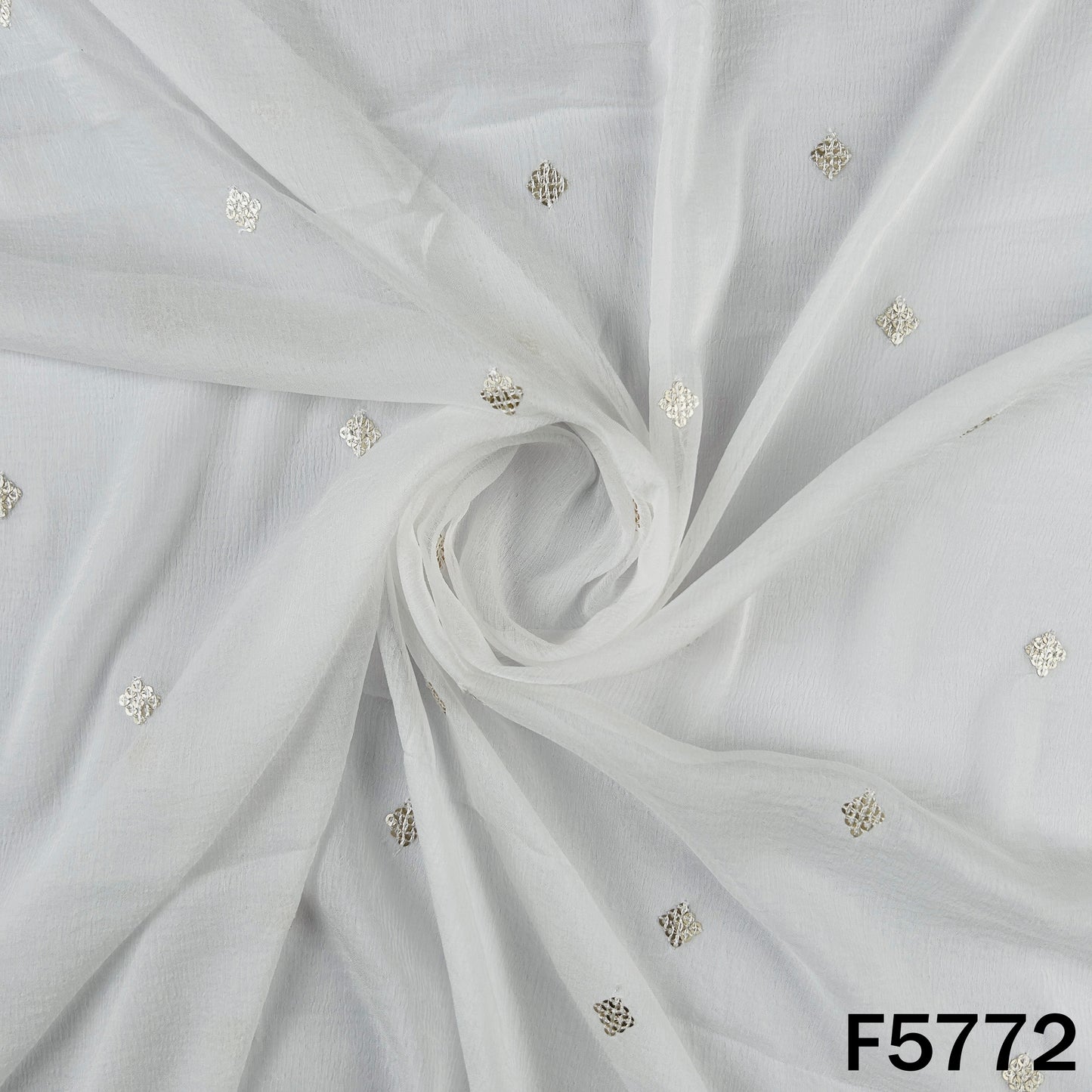 Dyeable Zari Sequins Work Chinnon Fabric - F5772