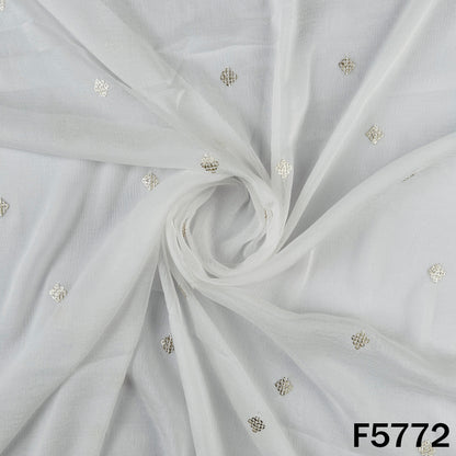 Dyeable Zari Sequins Work Chinnon Fabric - F5772