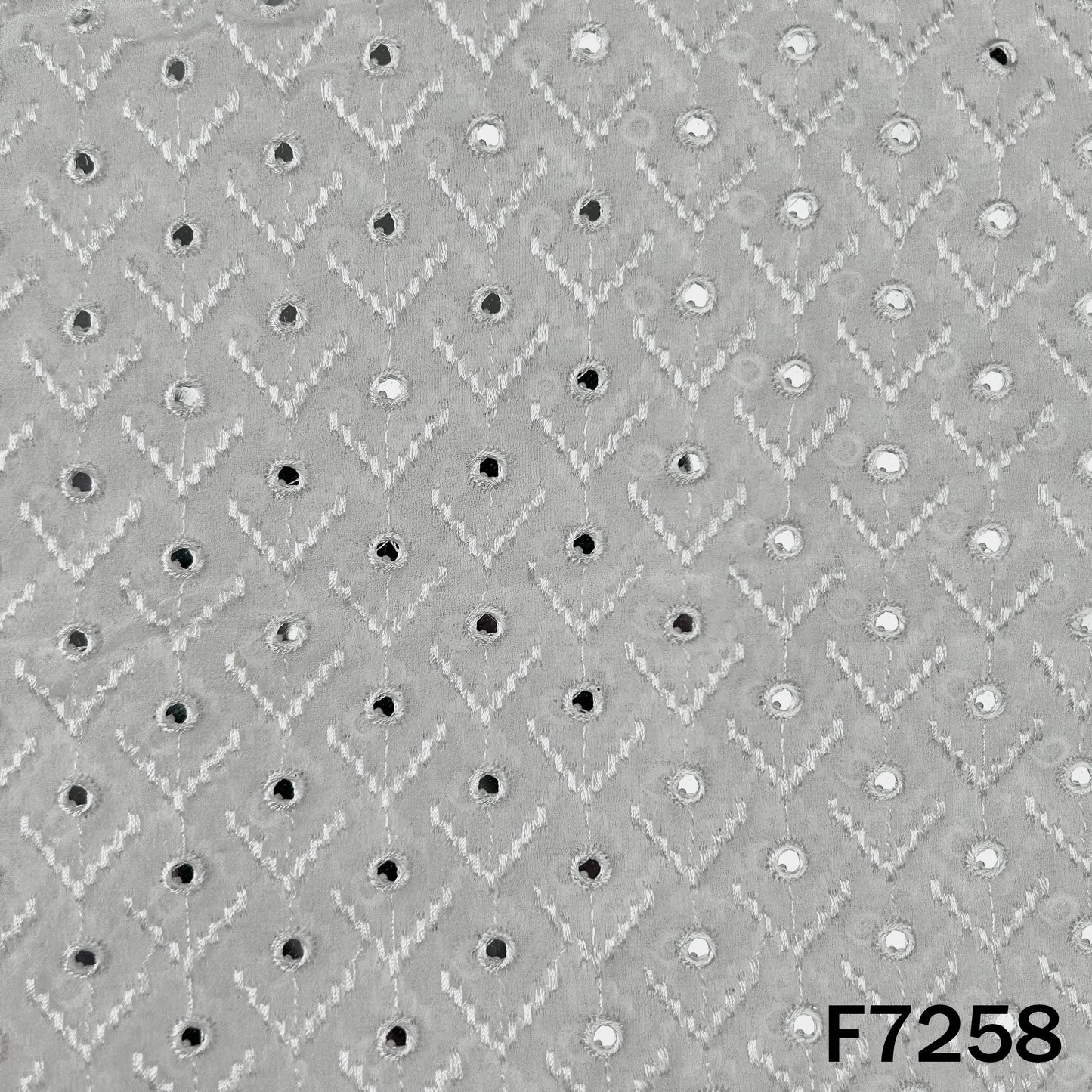 Dyeable Faux Mirror Thread Embroidered Georgette Fabric - F7258