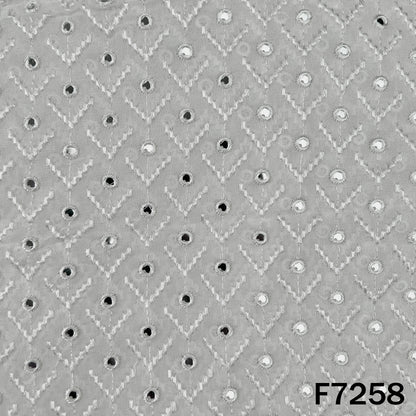 Dyeable Faux Mirror Thread Embroidered Georgette Fabric - F7258