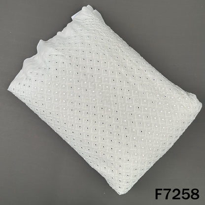 Dyeable Faux Mirror Thread Embroidered Georgette Fabric - F7258