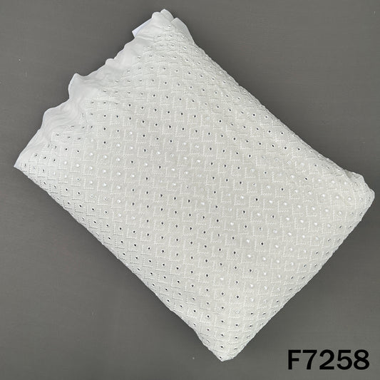 Dyeable Faux Mirror Thread Embroidered Georgette Fabric - F7258