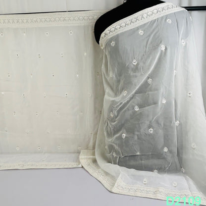 Thread Sequins Work Organza Dupatta-D2109