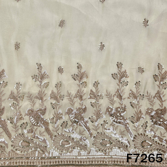 Dyeable Cut Dana Zari Sequins Embroidered Shimmer Tissue Fabric - F7265