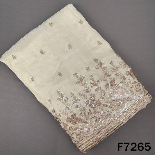 Dyeable Cut Dana Zari Sequins Embroidered Shimmer Tissue Fabric - F7265