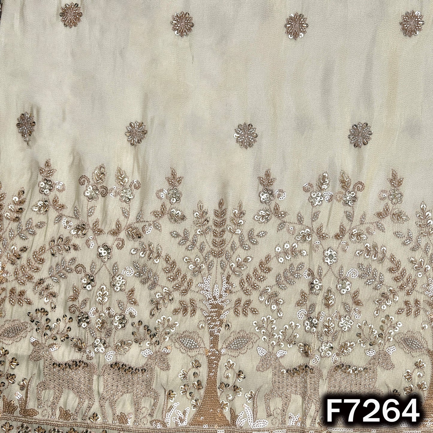 Dyeable Cut Dana Zari Sequins Embroidered Shimmer Tissue Fabric - F7264