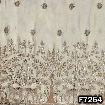 Dyeable Cut Dana Zari Sequins Embroidered Shimmer Tissue Fabric - F7264