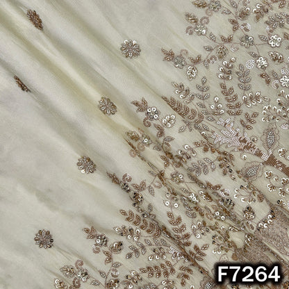 Dyeable Cut Dana Zari Sequins Embroidered Shimmer Tissue Fabric - F7264