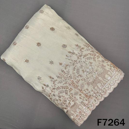 Dyeable Cut Dana Zari Sequins Embroidered Shimmer Tissue Fabric - F7264