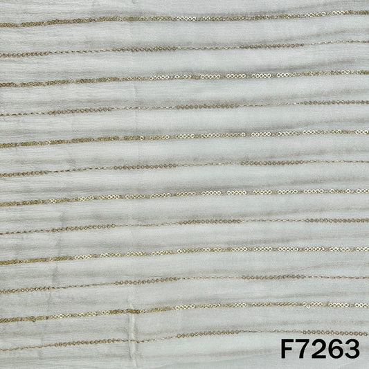 Dyeable Zari Sequins Work Chinnon Chiffon Fabric - F7263
