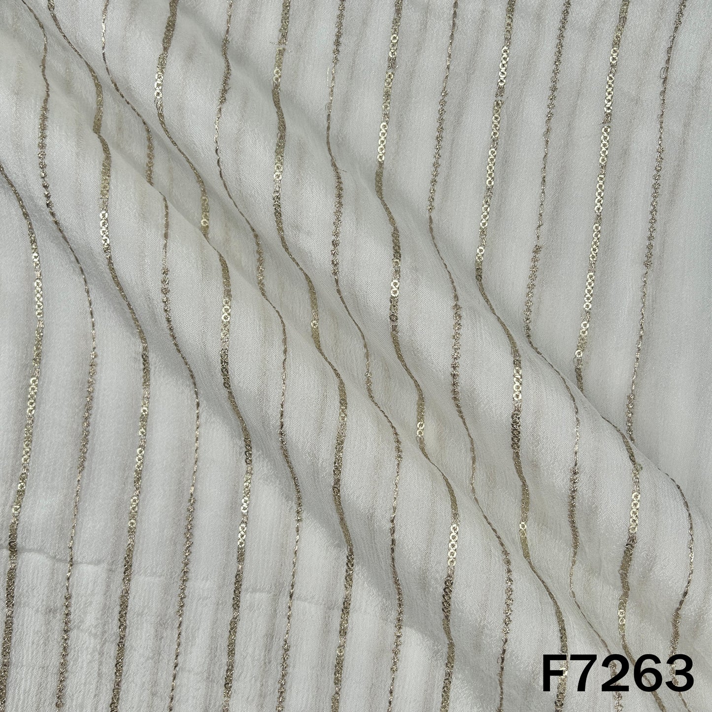 Dyeable Zari Sequins Work Chinnon Chiffon Fabric - F7263