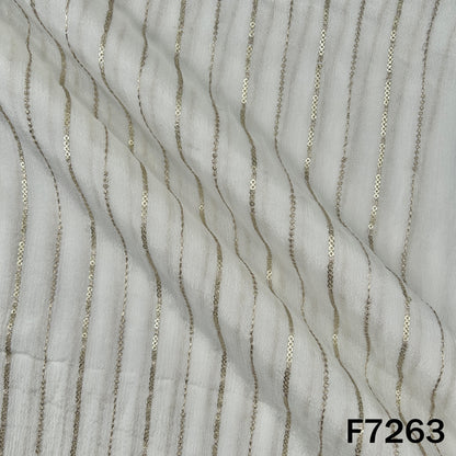 Dyeable Zari Sequins Work Chinnon Chiffon Fabric - F7263