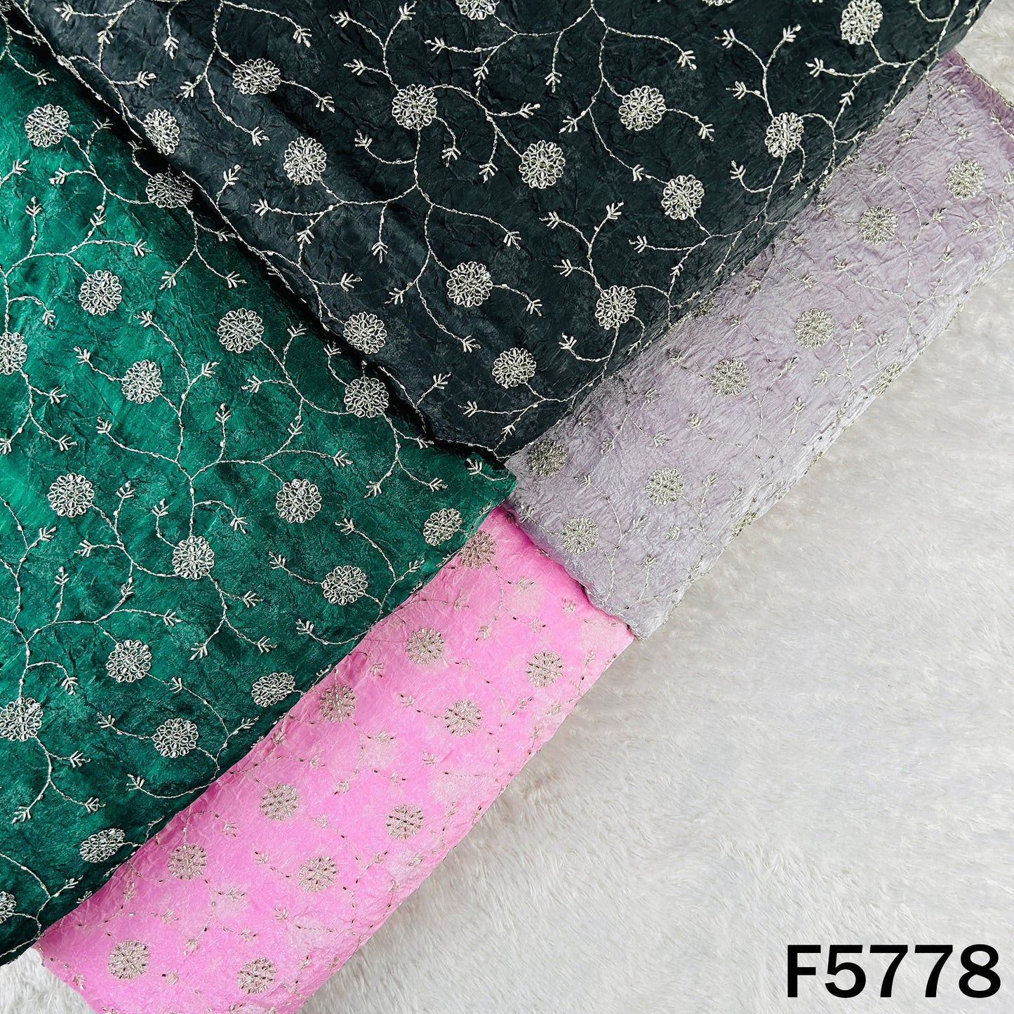 Cut Dana Zari Embroidered Crushed Jimmy Choo Fabric - F5778