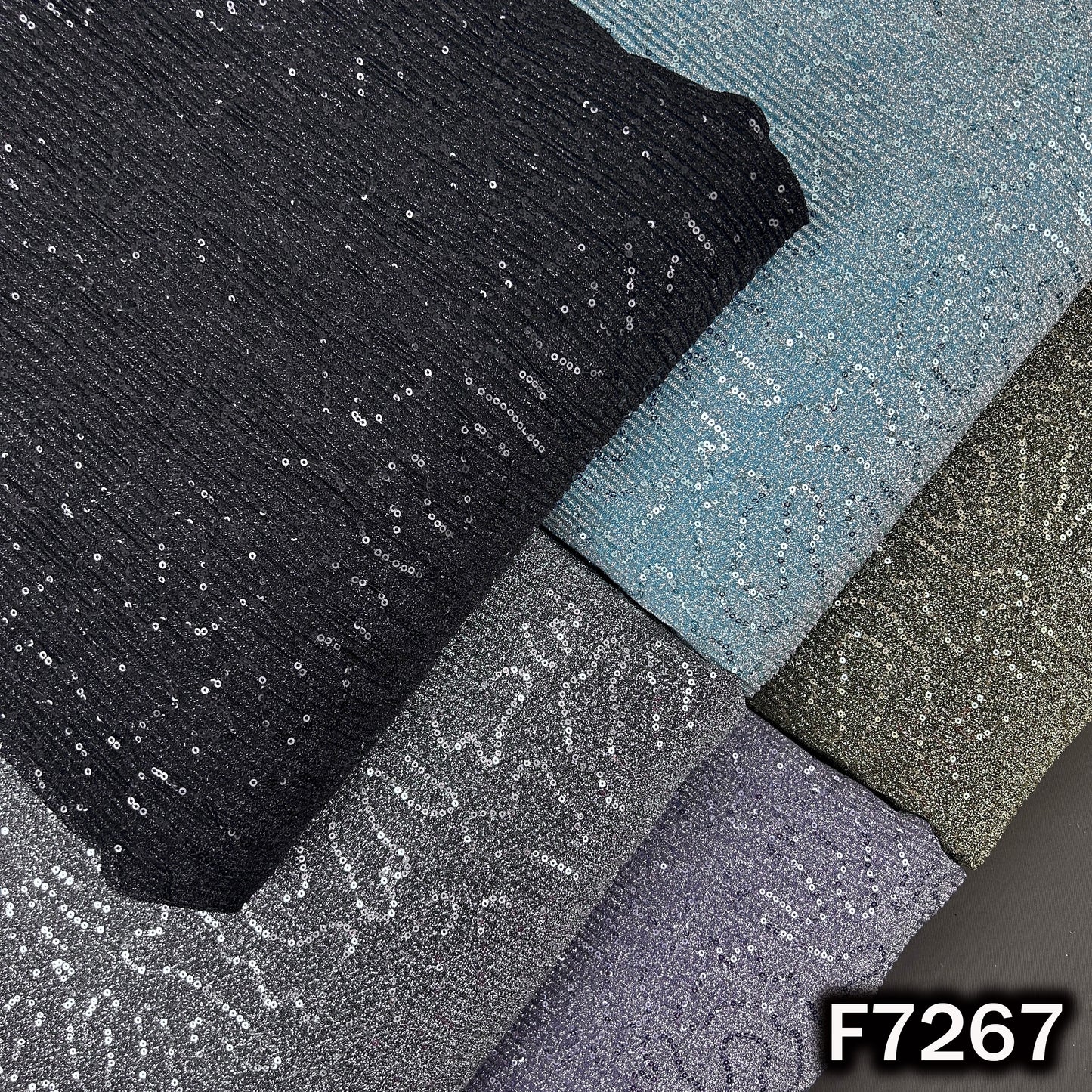 Sequins Embroidered Crush Shimmer Lycra Fabric - F7267